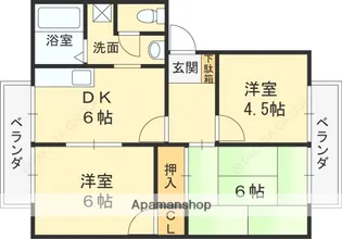 ルミエール大野芝【2階】の間取り