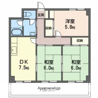 グロウブ東翠園【406号室】の間取り