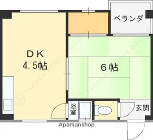 久宝寺コーポラス【A307号室】の間取り