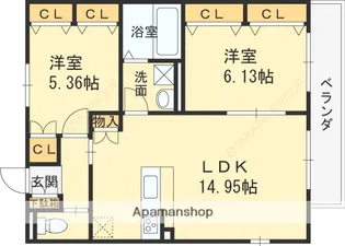 フェリスコート若江北町Ⅰ【2階】の間取り