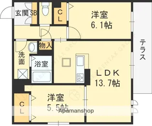 フォレ・ド・フルール【202号室】の間取り