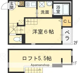 ハーモニーテラス小若江【105号室】の間取り