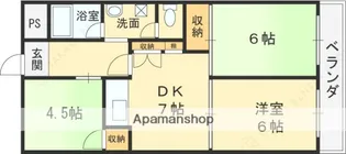 西岩崎コーポ【405号室】の間取り