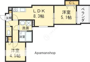 クリエオーレ宝持【2階】の間取り