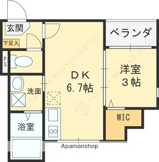 ハーモニーテラス中川東【1階】の間取り