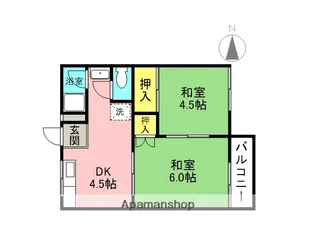 ハイツ南塚口【2階】の間取り