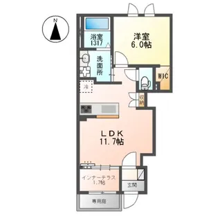 メゾン・ド・ヴェルデ若江【1階】の間取り