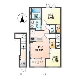 メゾン・ド・ヴェルデ若江【2階】の間取り