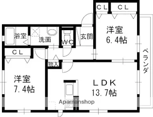 シャーメゾンヴェルデパティオ【B202号室】の間取り