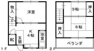 大阪府大阪市鶴見区中茶屋1丁目【テラスハウス】の間取り