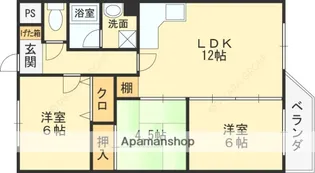 ルデラ若草【3階】の間取り