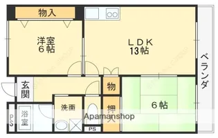 バンシャイン法善寺【206号室】の間取り