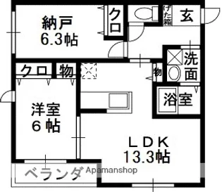 ヌーベル上之島A【2階】の間取り
