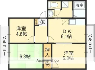 サニーコート高安【B-202号室】の間取り