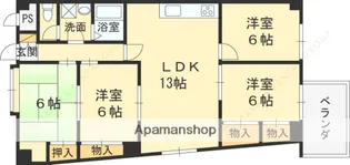 サンロイヤル上甲東園B棟【2階】の間取り