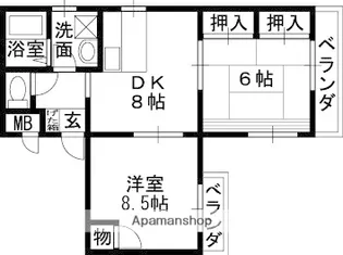 2DKの間取り画像