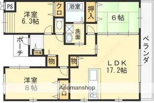 グリーンコートⅡ番館【1階】の間取り