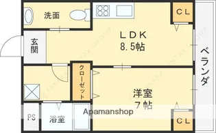 1LDKの間取り画像