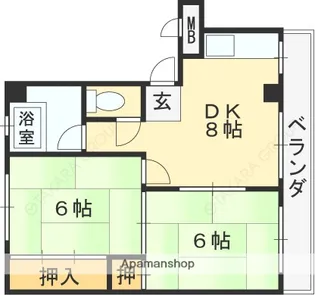 旭ヶ丘コーポラス西棟【2階】の間取り