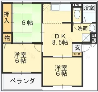ニューリバーサイド八尾南B【306号室】の間取り