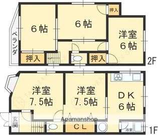 兵庫県西宮市上甲子園1丁目【一戸建】の間取り