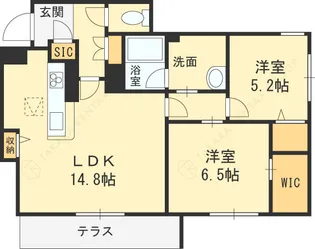 シャーメゾン レーヴ【1階】の間取り