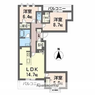 シャーメゾン ウィステリア【3階】の間取り