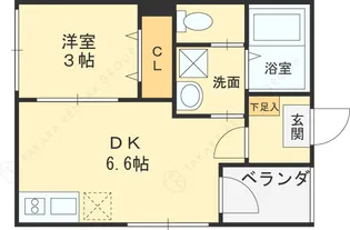 ハーモニーテラス平野ドゥエ【102号室】の間取り