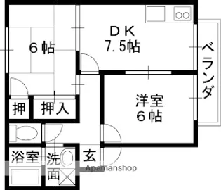 ジーライズ八尾山城【202号室】の間取り