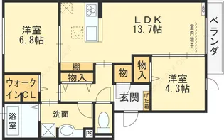 セクレール北本町 B棟【202号室】の間取り