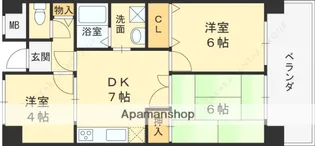 グランドヴィラ香里【6階】の間取り
