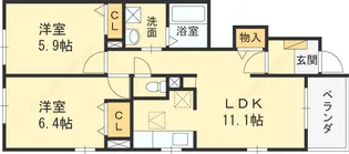 クローバーハウス【1階】の間取り