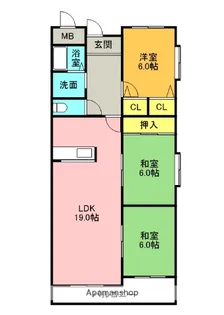 ヴィルヌーブエスト【308号室】の間取り