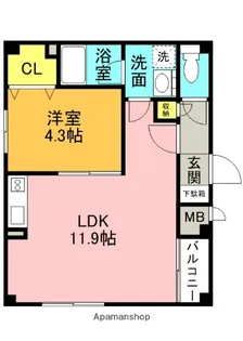 アフロディテ寝屋川【3階】の間取り