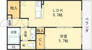 1LDKの間取り画像