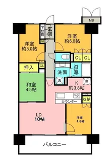 ルネ大和田駅前フロントゲート【10階】の間取り