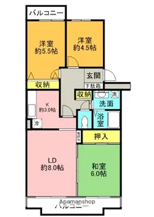 大阪府枚方市南楠葉1丁目【マンション】の間取り