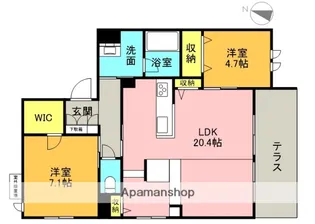 シャーメゾン小町【102号室】の間取り