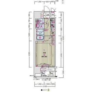 プレサンスNEO大和田STATIONベゼル【0701号室】の間取り