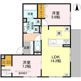 D-residence高槻市下田部B【1階】の間取り