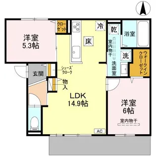D-residence下田部A棟【1階】の間取り