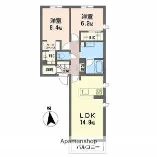 シャーメゾン ウィステリア【2階】の間取り