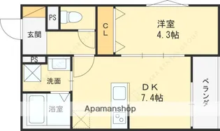 パレミヤビ香里西【1階】の間取り