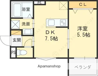 パレミヤビ香里西【1階】の間取り