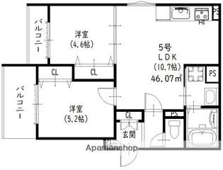 クリエオーレ秦町【305号室】の間取り