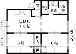 大阪府高槻市芝生町3丁目【アパート】の間取り