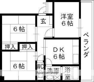 磐手ハイツ【3階】の間取り