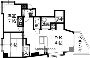 トライハイム西冠【1階】の間取り