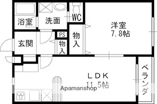 マテーラ上牧【1階】の間取り