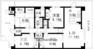 白鷹夙川マンション【3階】の間取り